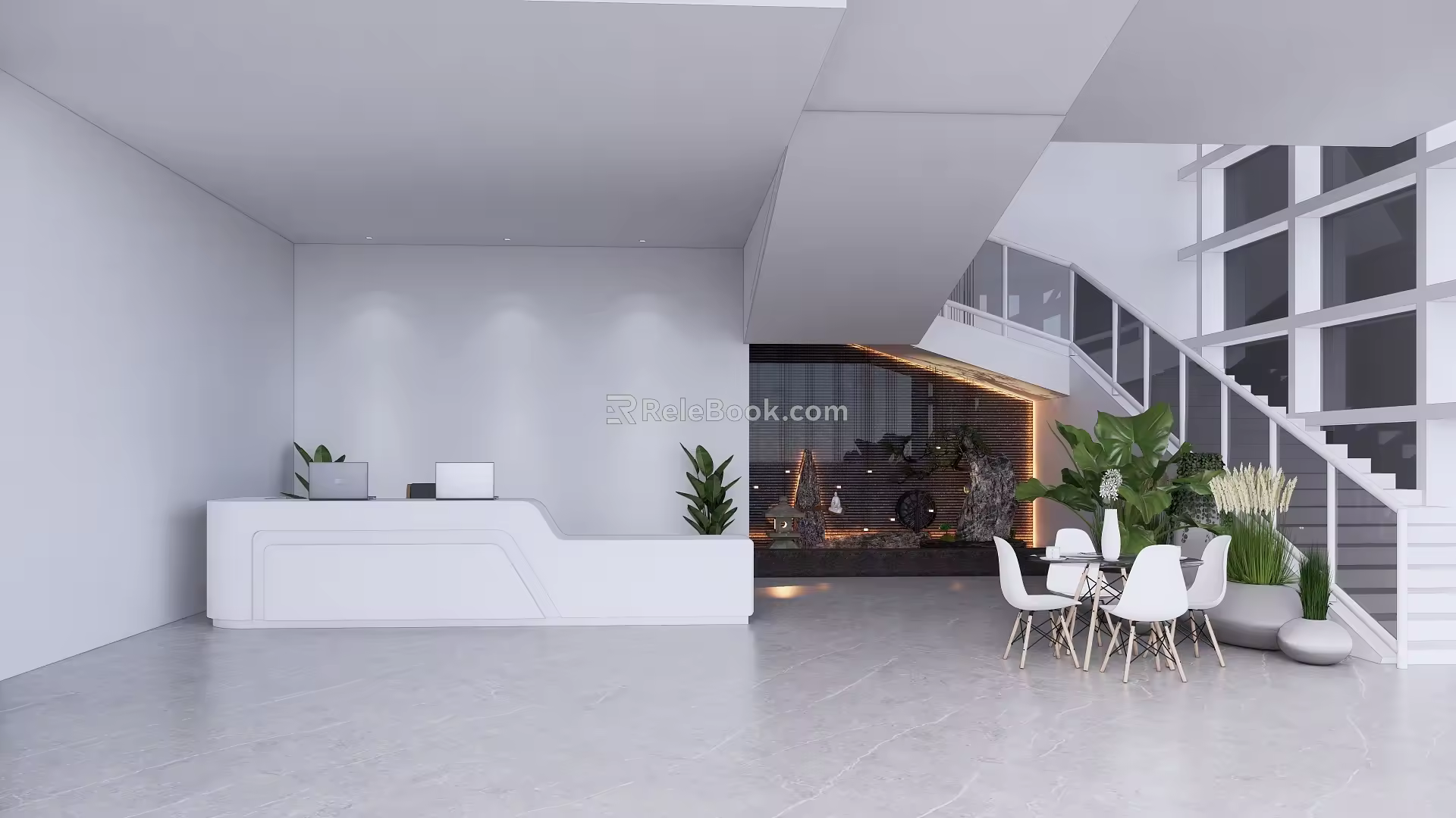 Modern lobby front desk 3d model