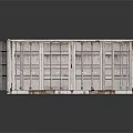 Rusted Industrial Storage Container With Open Side Doors And Metal Structure