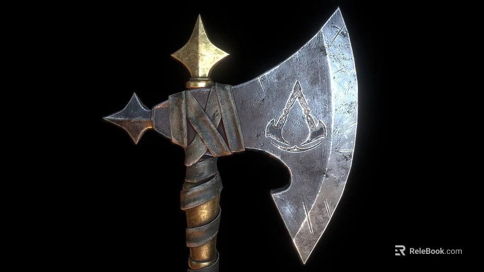 Medieval Decorative Weapon With Carved Blade Star Shaped Top And Wrapped Handle 3d model