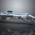 Futuristic Sci Fi Gun Design With Metallic Body Blue Scope And Detailed Components