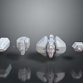 Geometric Mechanical Sci Fi Models With Various Structures White Gray In Dark Background Reflections 3d model