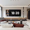 Modern Living And Dining Room Interior With Spacious Layout Large Windows Sofa And TV Wall 3d model