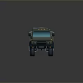 Detailed Olive Green Military Truck With Open Cargo Bed And Multi Wheel Design