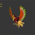 Colorful Bird With Red Green Yellow Feathers And Spread Wings Decorative Design