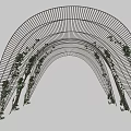 Modern Metal Grid Structure With Climbing Green Vines And Architectural Design