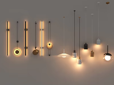 Modern Lighting Fixture Collection With Various Pendant And Wall Lamp Designs For Interior Decor 3d model