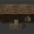 Medieval Style House With Red Tiled Roof Chimney Wooden Frame Porch And Barrels