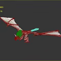 Fantasy Dragon With White And Red Wings In Flying Pose