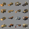 Various Construction Utility Vehicles Including Bulldozers Loaders Excavators and Dump Trucks