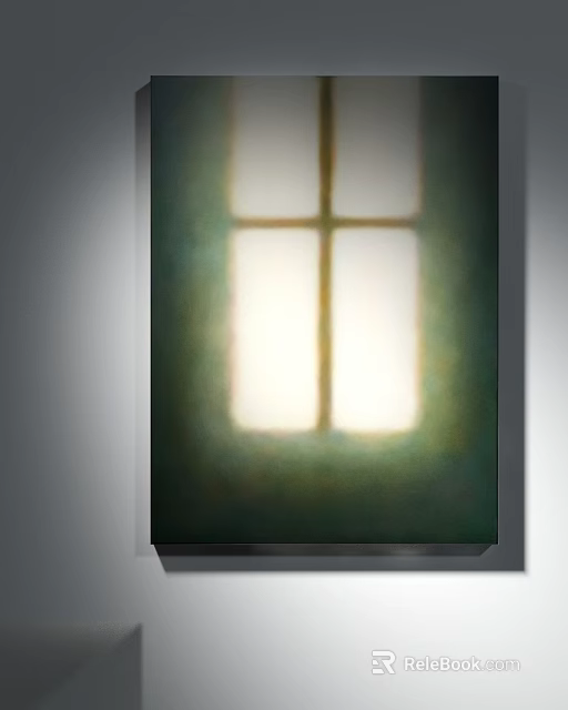 Cross Shaped Window Canvas Painting With Light Streaming Through Hanging On Wall 3d model 