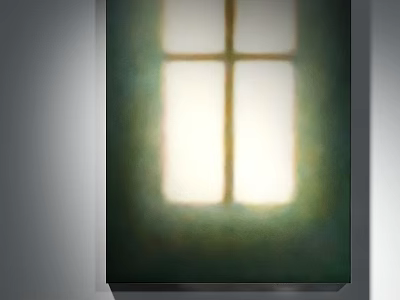 Cross Shaped Window Canvas Painting With Light Streaming Through Hanging On Wall 3d model