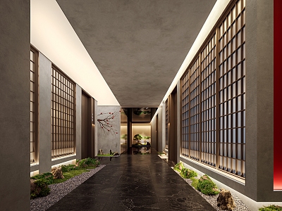 Hotel Corridor Average Landscape Plant Landscape Landscaping Hotel Corridor 3d model