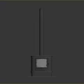 Traditional Black Cast Iron Stove With Tall Chimney And White Base