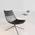 Modern Leisure Chair Featuring Black Leather Mesh Design And White Metal Base Version