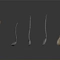 Metallic Spoons In Various Sizes And Shapes Arranged On White Background