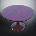 Round Dark Red Wooden Table With Circular Pedestal Base And Smooth Surface 3d model