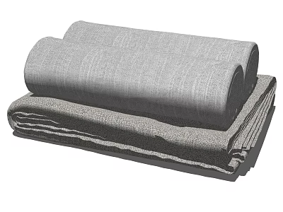 Gray Textured Towels Soft And Neatly Folded For Bathroom Use 3d model