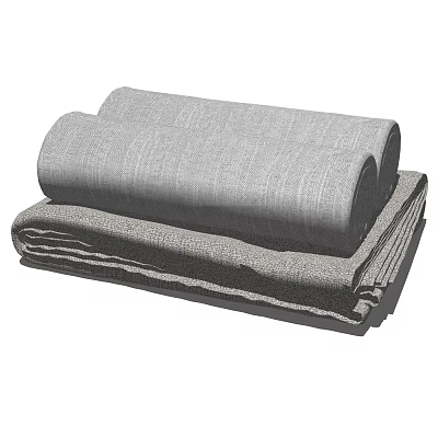 Gray Textured Towels Soft And Neatly Folded For Bathroom Use 3d model