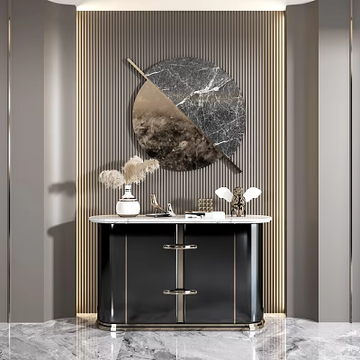 Light Luxury Entrance Cabinet Side Cabinet Entrance Cabinet 3d model