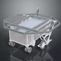 Mobile Wheeled Metal Framework Featuring Grid Platform And Top Support Pole 3d model