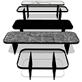 Modern Dining Table With Marble Tabletop And Black Metal Legs Design Elements 3d model