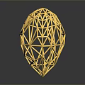 Golden Geometric Heart Shaped Decorative Home Living Accessory With Reflection On Dark Background
