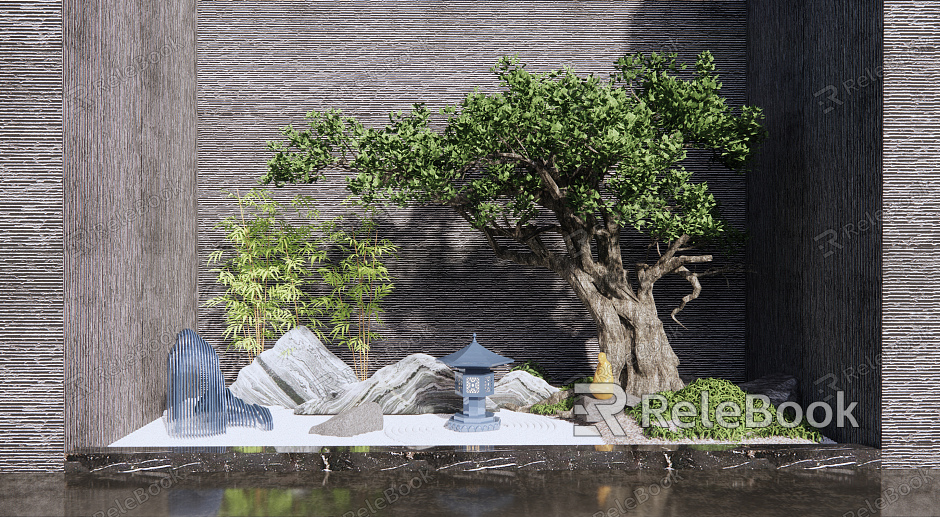 New Chinese style landscape sketch courtyard landscape model