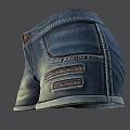 Blue Denim Shorts With Pockets And Button Detail 3d model