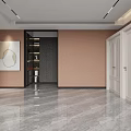 White Hinged Doors With Various Designs In Modern Interior On Marble Floor 3d model