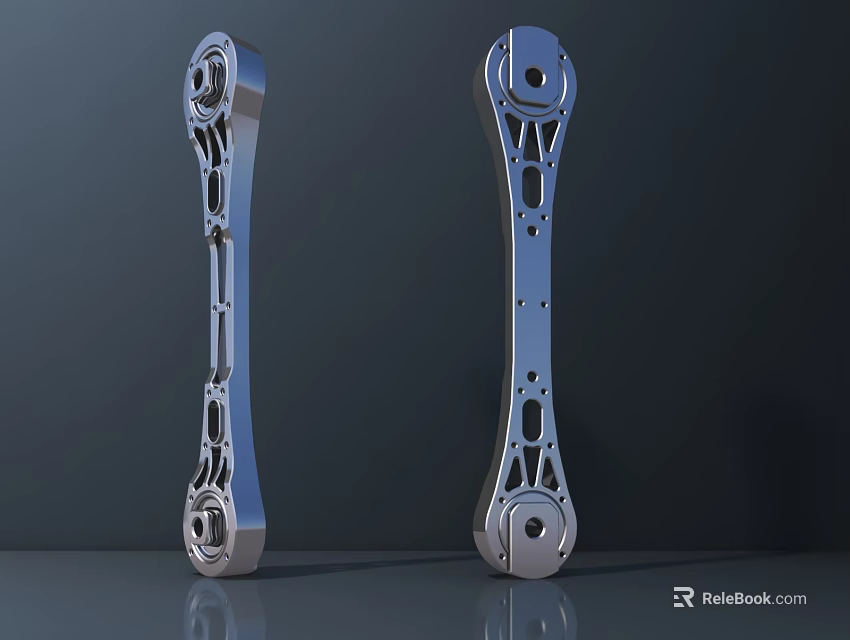 Sports Equipment Metal Structural Parts Two Silver Metallic Support Components With Geometric Cutouts 3d model 