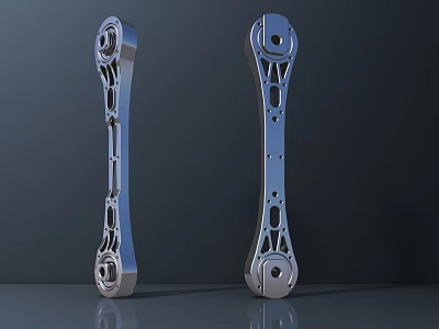 Sports Equipment Metal Structural Parts Two Silver Metallic Support Components With Geometric Cutouts 3d model
