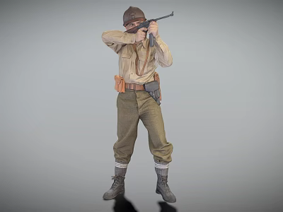 Modern man French guerrilla gun soldier 3d model