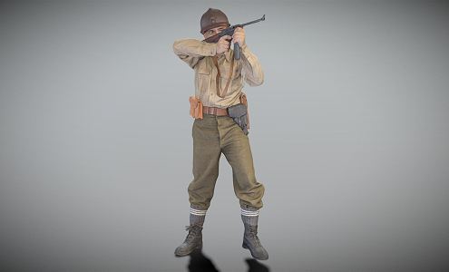 Modern man French guerrilla gun soldier 3d model