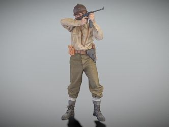 Modern man French guerrilla gun soldier 3d model