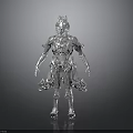 Futuristic Silver Armored Character 3D Model With Intricate Biomechanical Creature Design Features 3d model