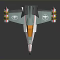 Futuristic 3D Model Aircraft With Teal White Orange And Yellow Accents