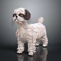 White And Black Layered Paper Dog Doll With Crafted Details And Decorative Look