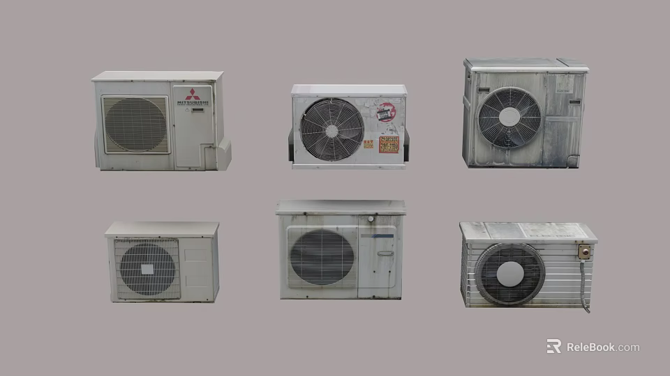 Various Air Conditioner Fans With Different Outdoor Unit Designs And Functional Features 3d model 