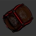 Red Transparent Helmet With Metallic Frame And Mesh Structural Details