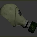 Green Gas Mask With Two Circular Lenses And Bottom Filter Canister Design