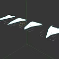 Four White Paper Airplanes Arranged on Black Background in Line