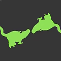 Two Tyrannosaurus Rex Reptile Models Standing Facing Each Other With Open Mouths