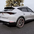 Silver Crossover SUV Parked Next to Tree on Gray Ground Under Sky