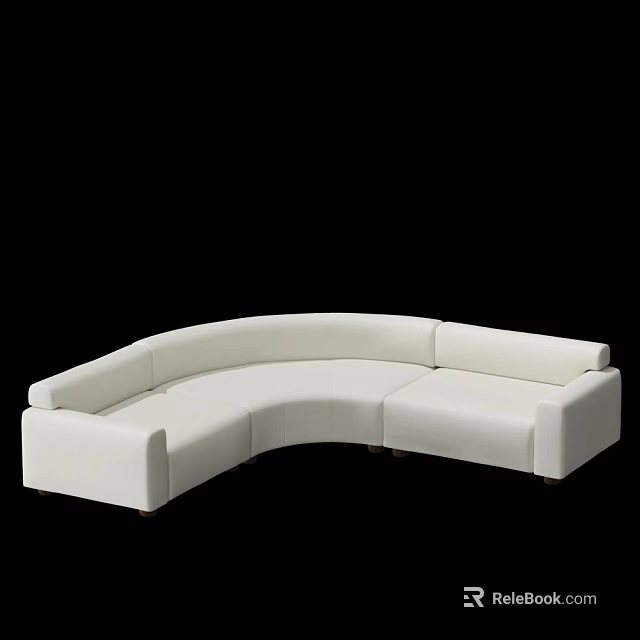 White Curved Modern Sectional Multi Seater Sofa With Comfortable Upholstery Design 3d model