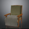 Modern Wooden Chair With Orange Frame Light Green Cushion And Gray Cloth