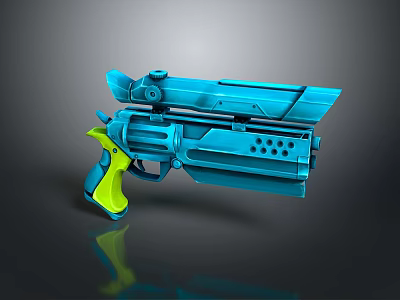 Futuristic Blue Green Sci Fi Weapon With Modern Design And Perforated Details 3d model