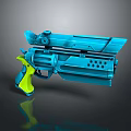 Futuristic Blue Green Sci Fi Weapon With Modern Design And Perforated Details
