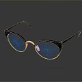 Fashionable Cat Eye Style Sunglasses With Black Gold Metal Frame And Dark Lenses