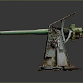 Old Rusty Weapon Turret With Green Barrel And Metal Rust Structure 3d model