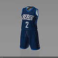 Blue SUGE ACADEMY Basketball Uniform with Number 2 Design Vest and Shorts Sportswear